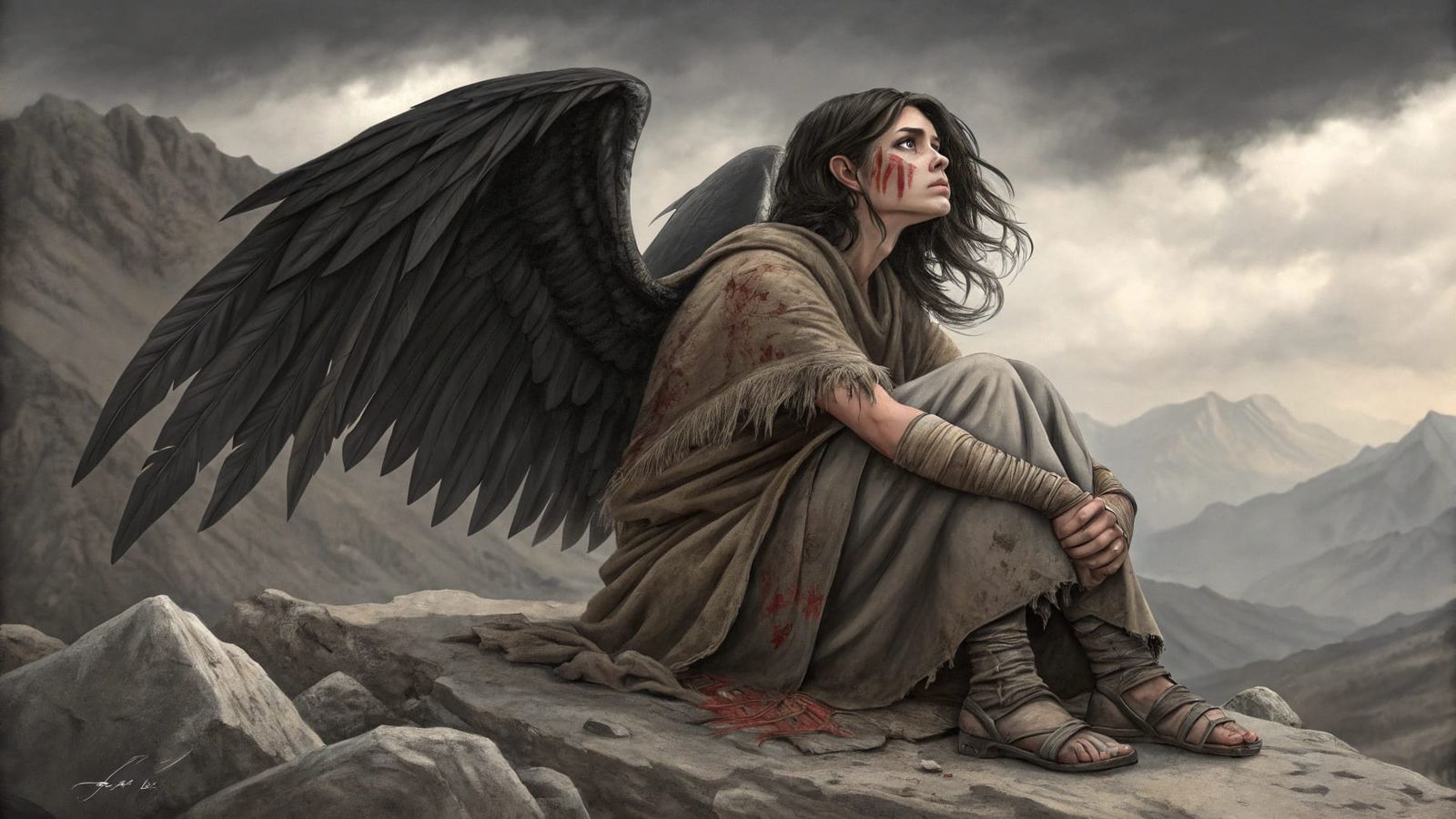 Fading Angel Over a Ruined Land