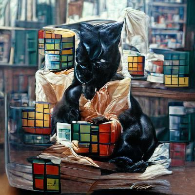 black cat rubik's cube