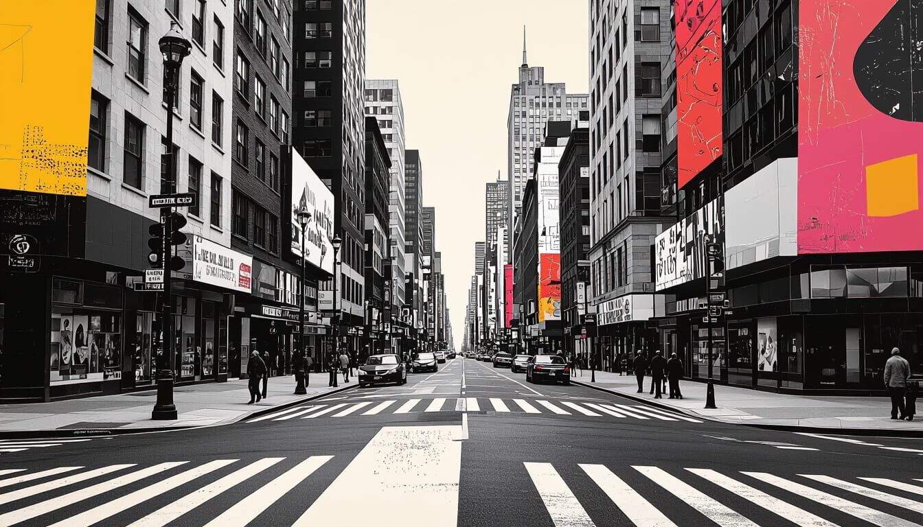 Surreal Urban Street Corners Collage in Cubist Style