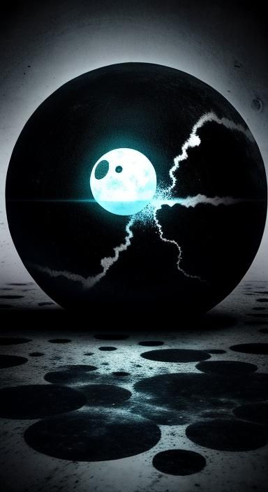Surreal Black Orb with Mysterious Symbols