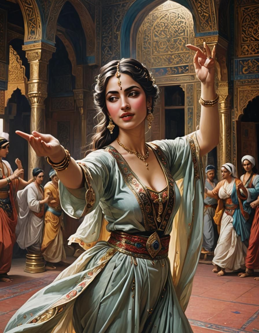 Young Woman Dancing in Harem Portrait