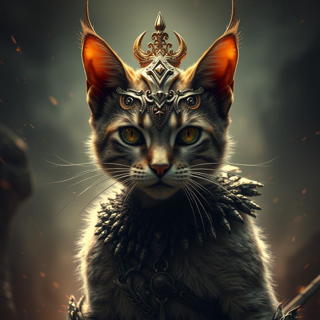 Epic Digital Cat Gladiator in Cinematic Splendor
