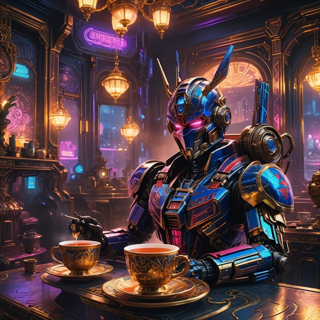 Optimus Prime's Cyberpunk Tea Time