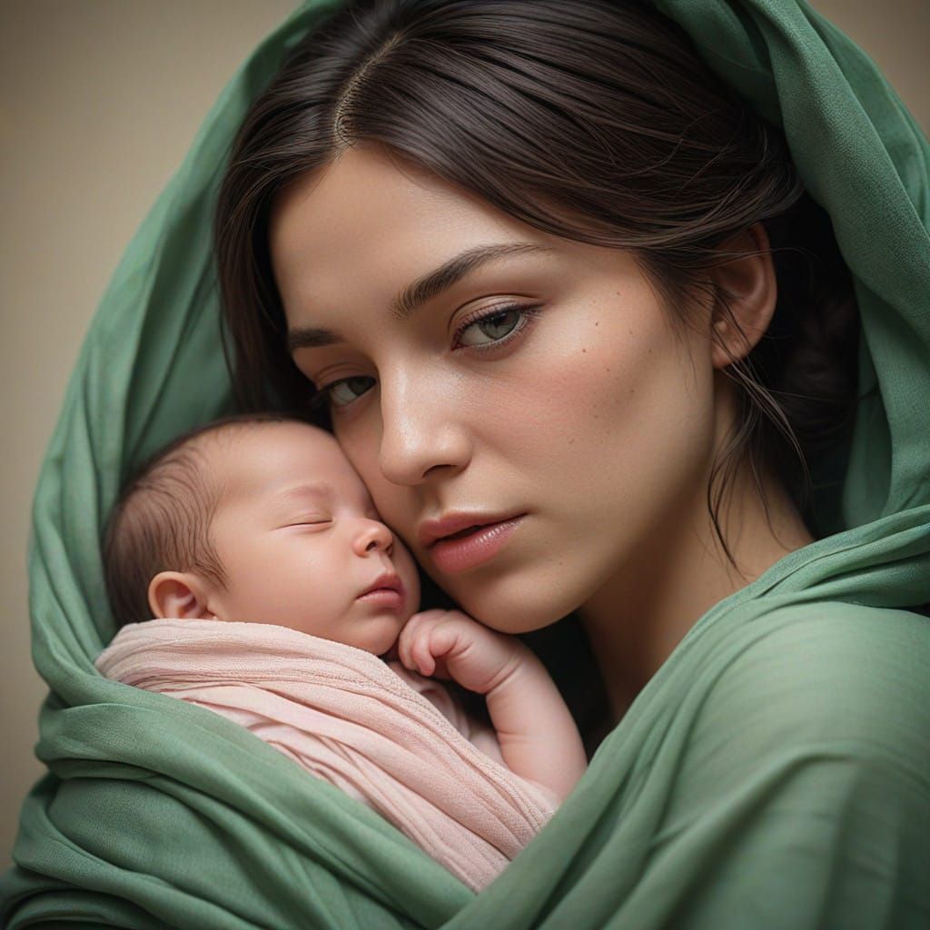 Mother's Gentle Love in Serene Harmony