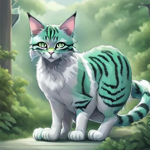 Swirly Mint Green Lynx Digital Art