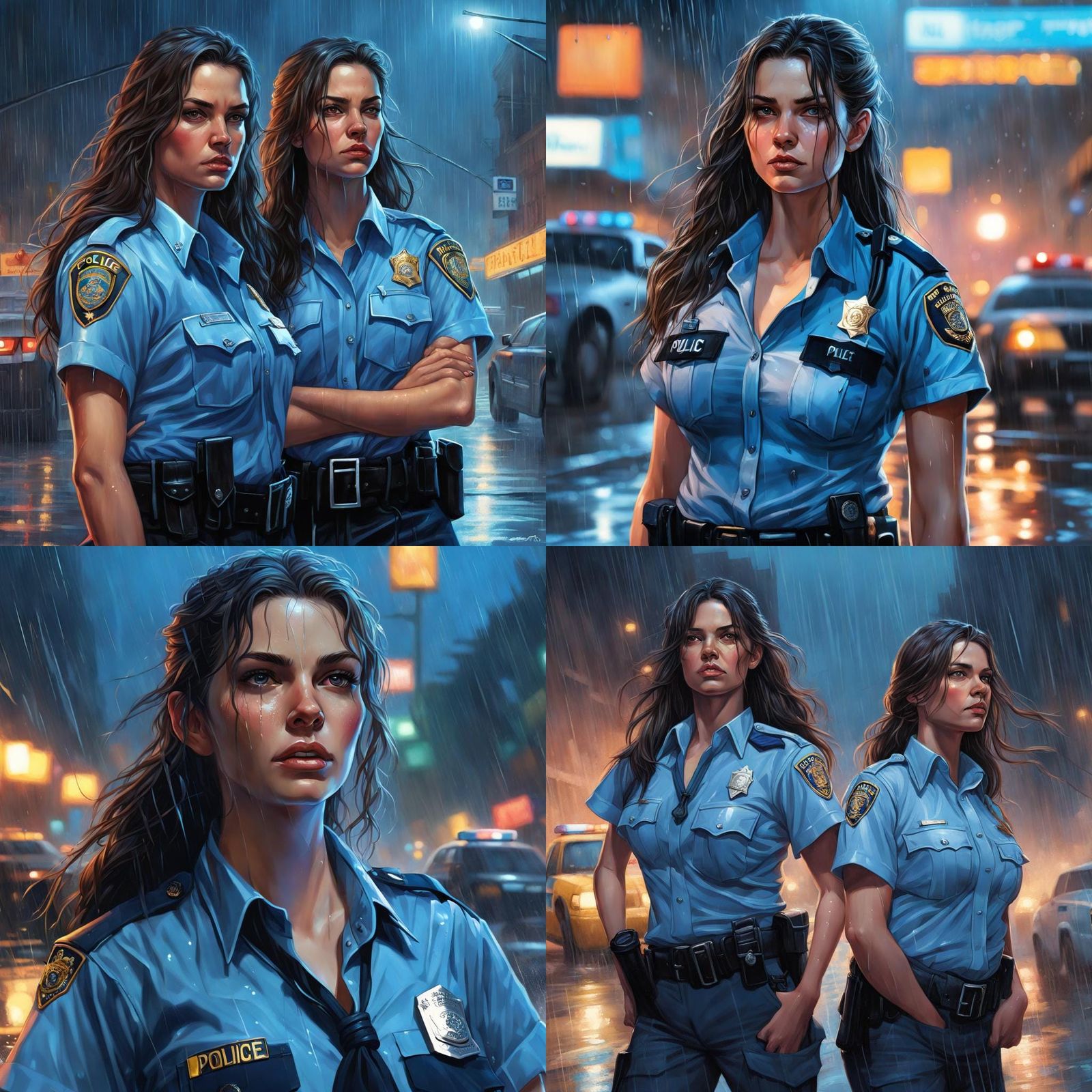 Rain-soaked Policewomen in the Red Light District