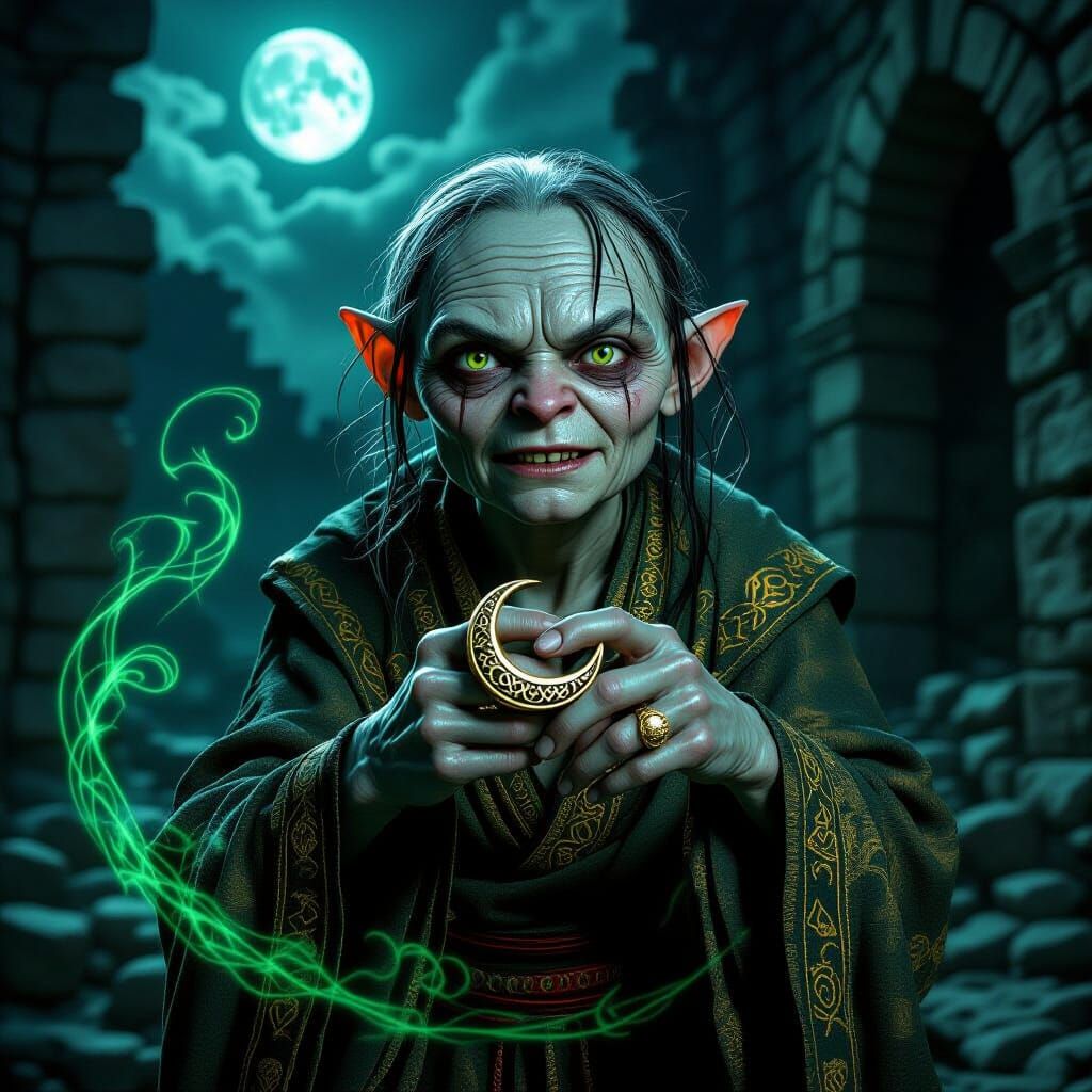 Gollum as Ottoman Noble in Eerie Moonlight