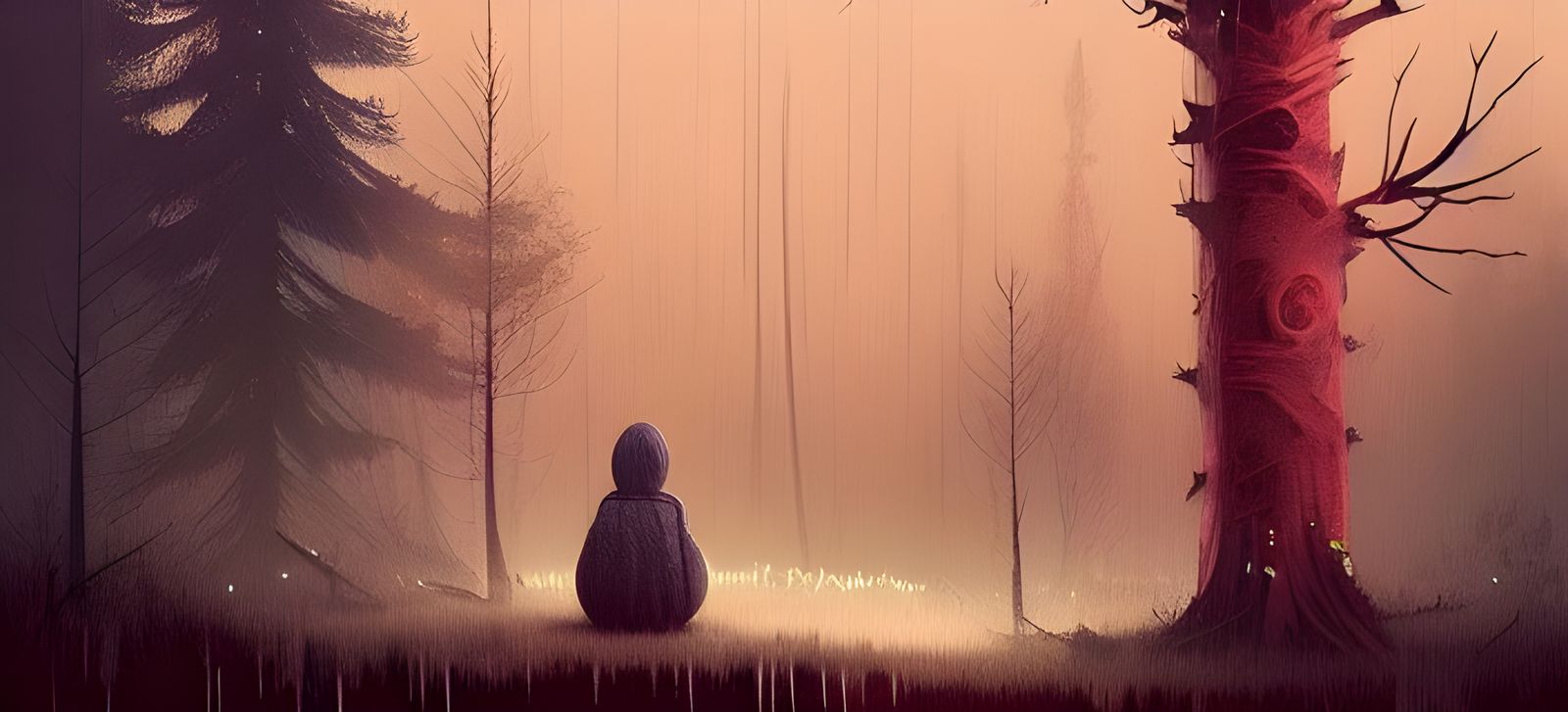 Lonely Ghost in Forest: Halloween Matte Painting