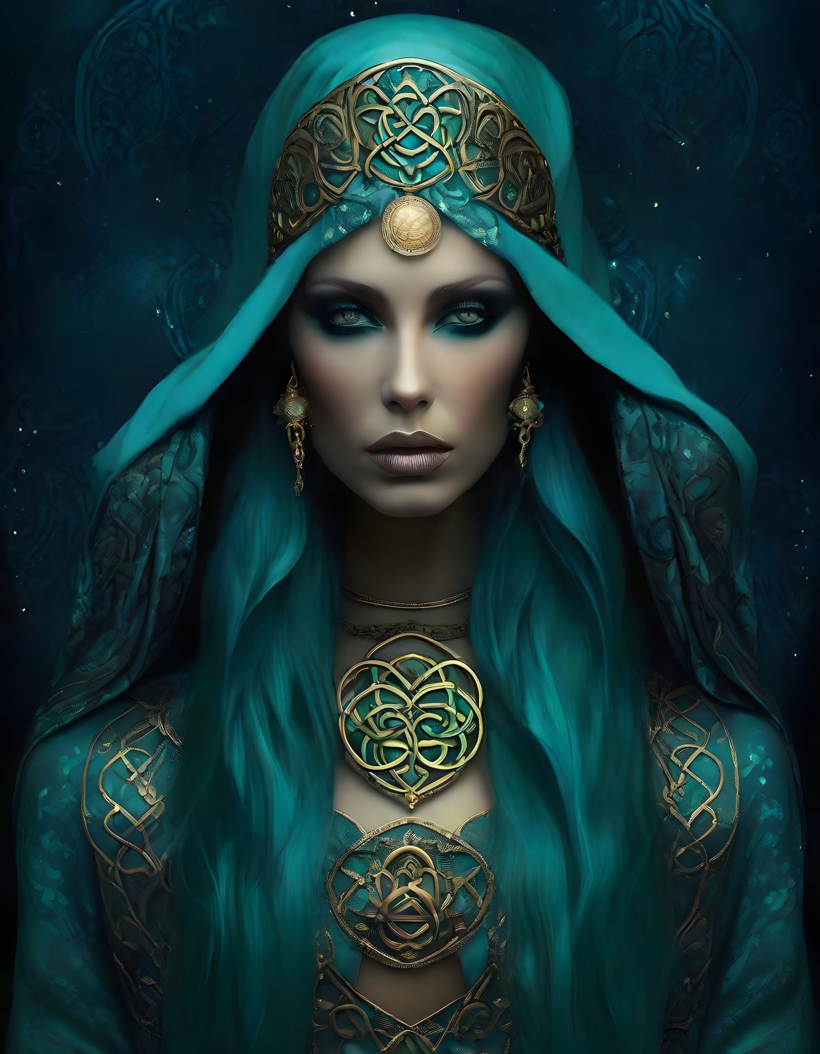 Celtic Goddess Morrigan in Mystical Moonlight
