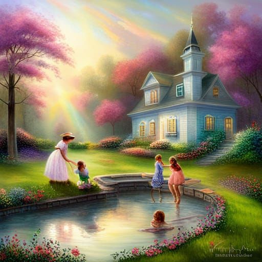 Grandmother and Granddaughter's Ethereal Rainbow Pool Advent...