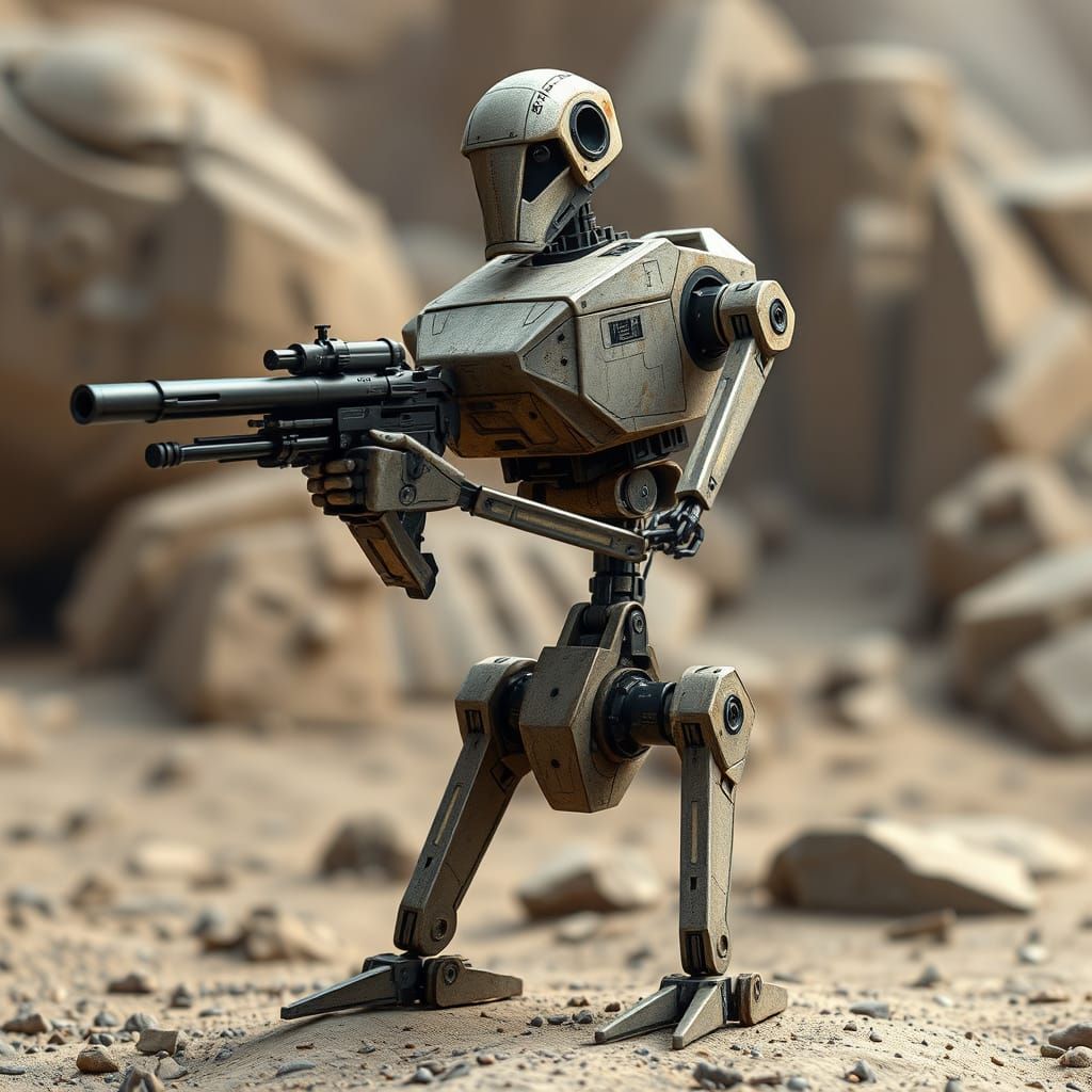 Sci-Fi Battle Droid in Futuristic Military Gear