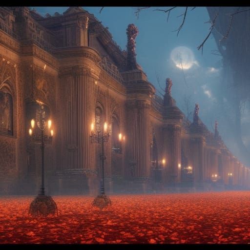 Epic Autumn Court Digital Matte Painting