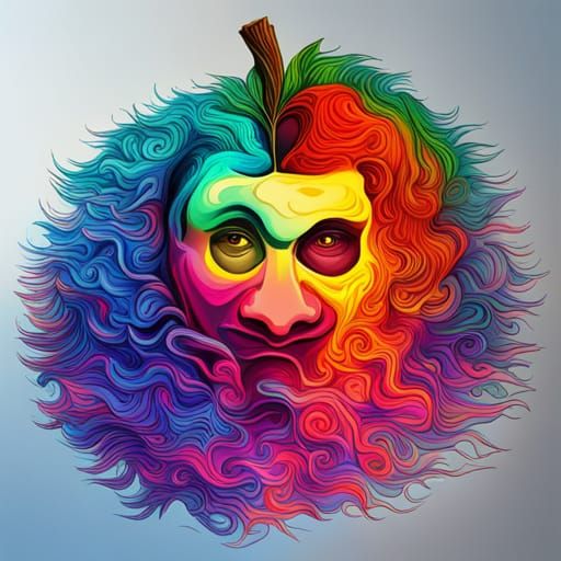 Psychedelic Apple in Lisa Frank Style