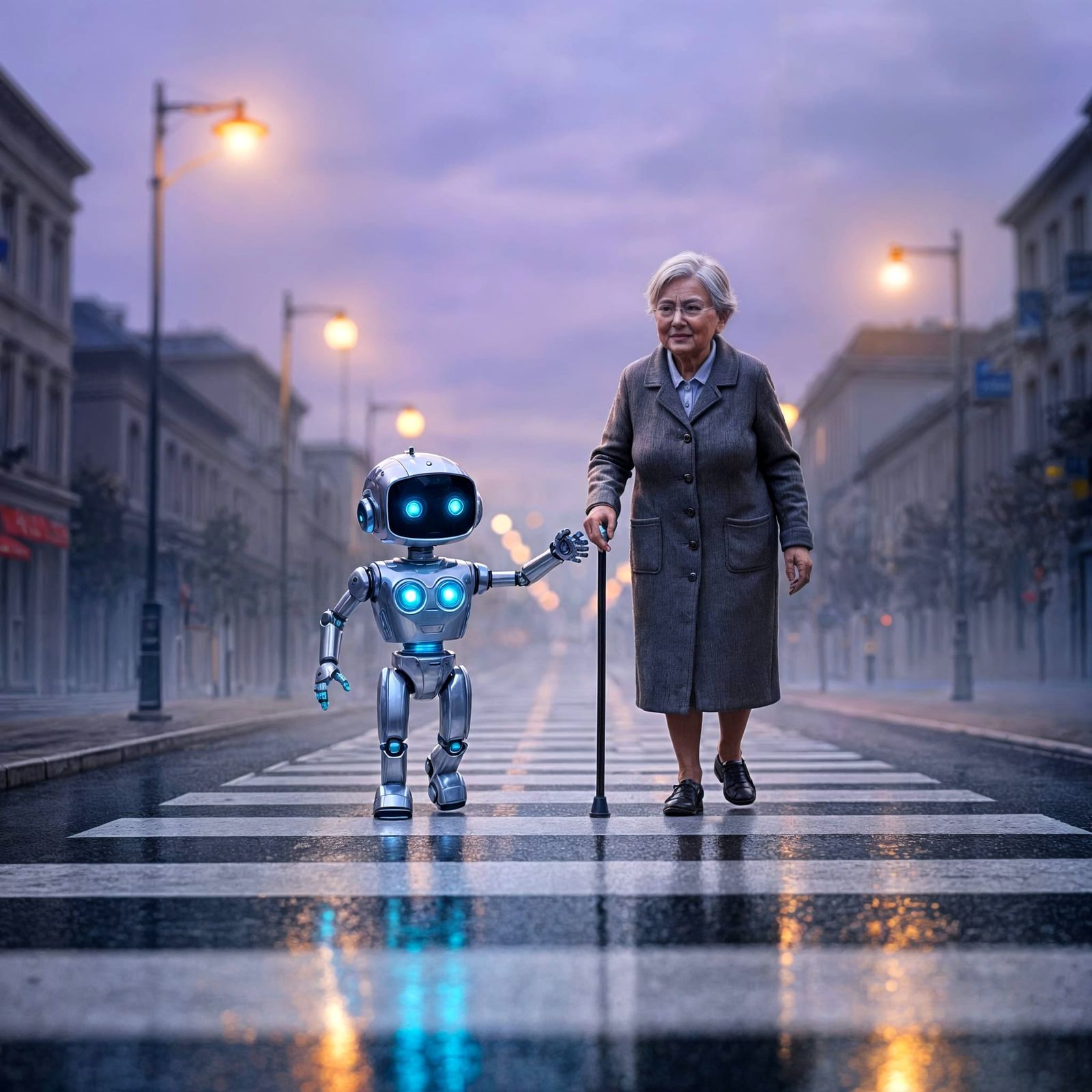 Zebra crossing along the road