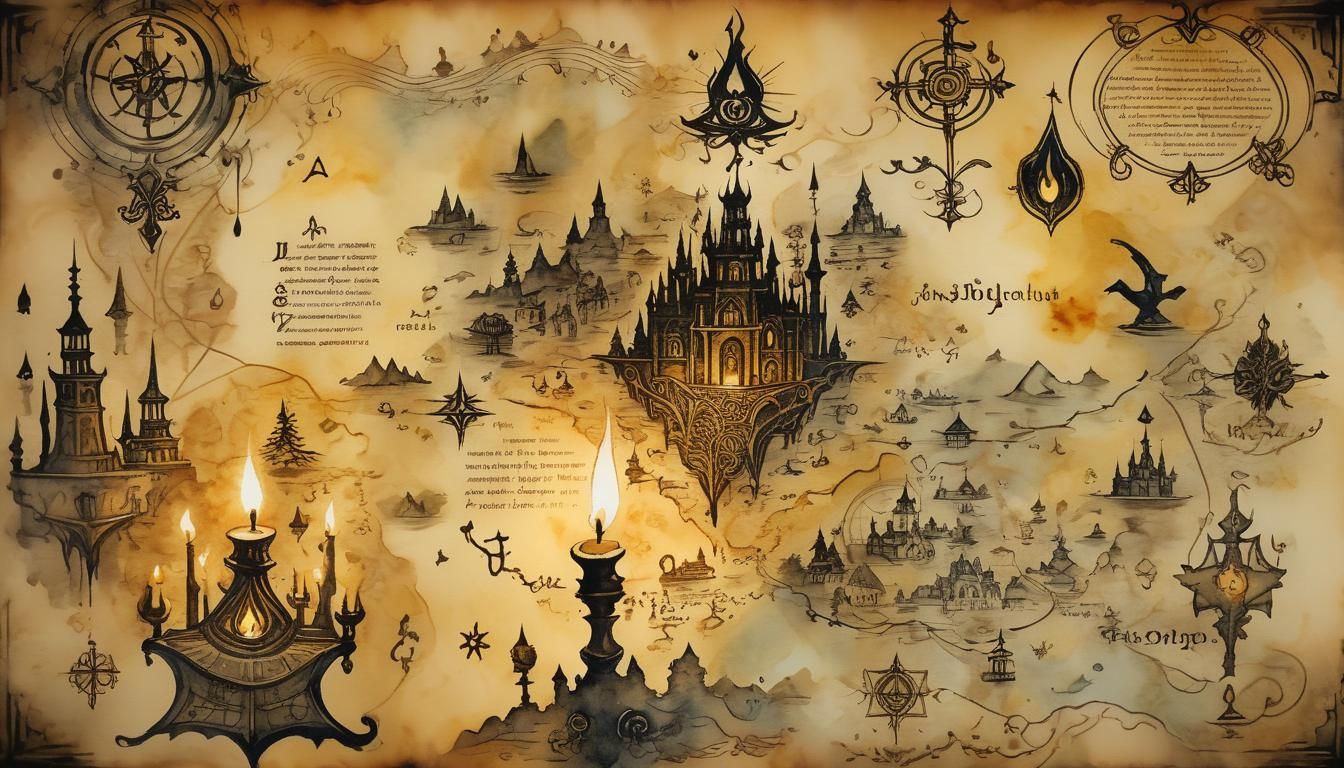 Watercolor Fantasy Map of an Ancient Archive