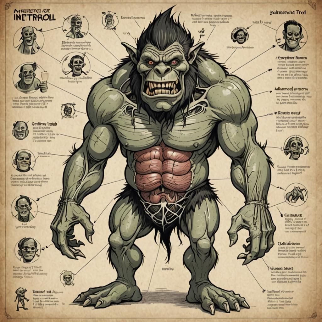 Surreal Cartoon Anatomy of an Internet Troll Diagram