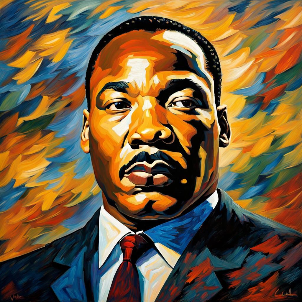 MLK Portrait in Post-Impressionistic Style