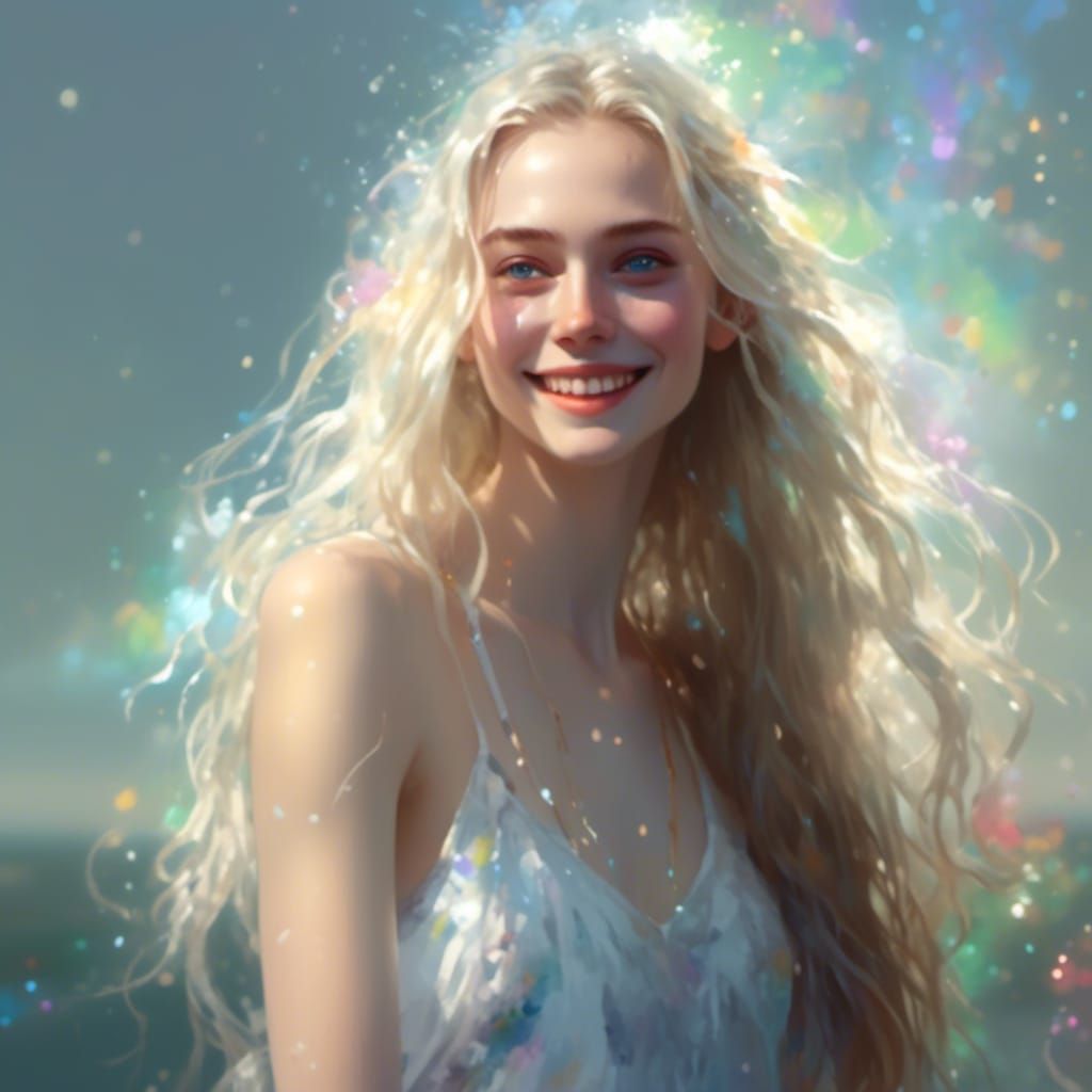 Rainbow Glitter Woman in Splash Art Style