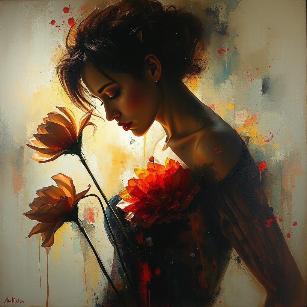 Dramatic Florals in Expressive Oil on Canvas