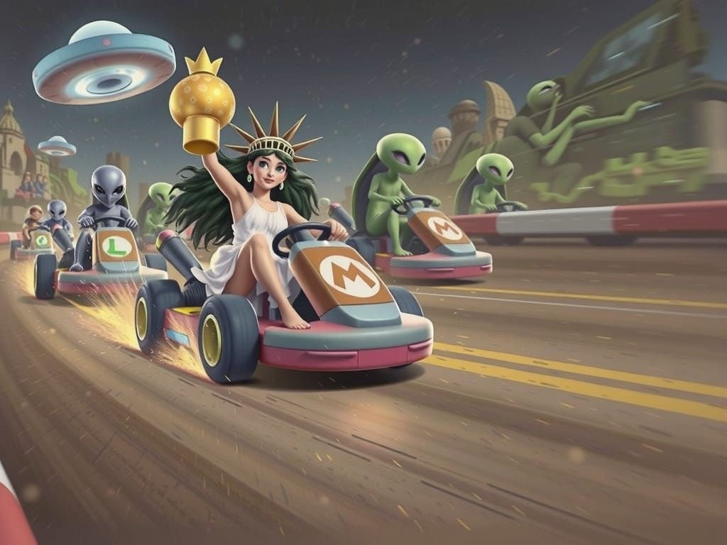 Goddess Isis Races Mario Kart in Pixar Style