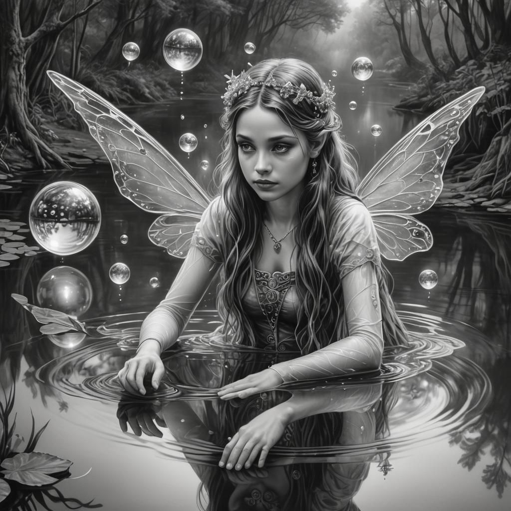 Fairy Shows Self Control in Charcoal Drawing