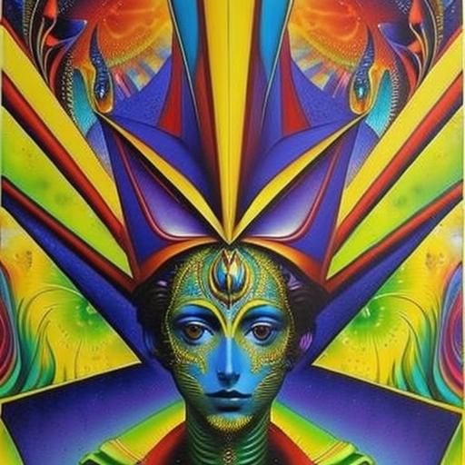 Surreal Man's Face with Birds and Fruit, Max Ernst Style