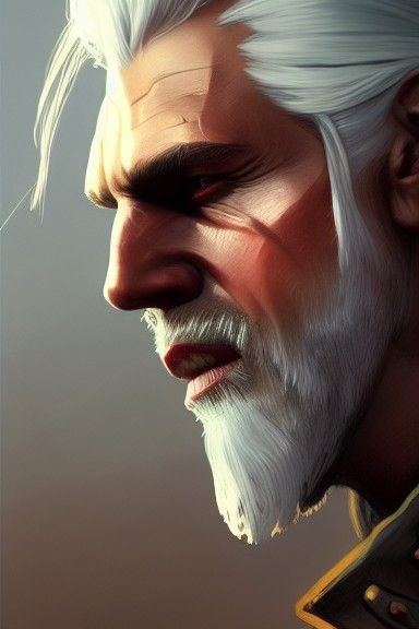 Geralt of Rivia Portrait in Fantasy Art Style