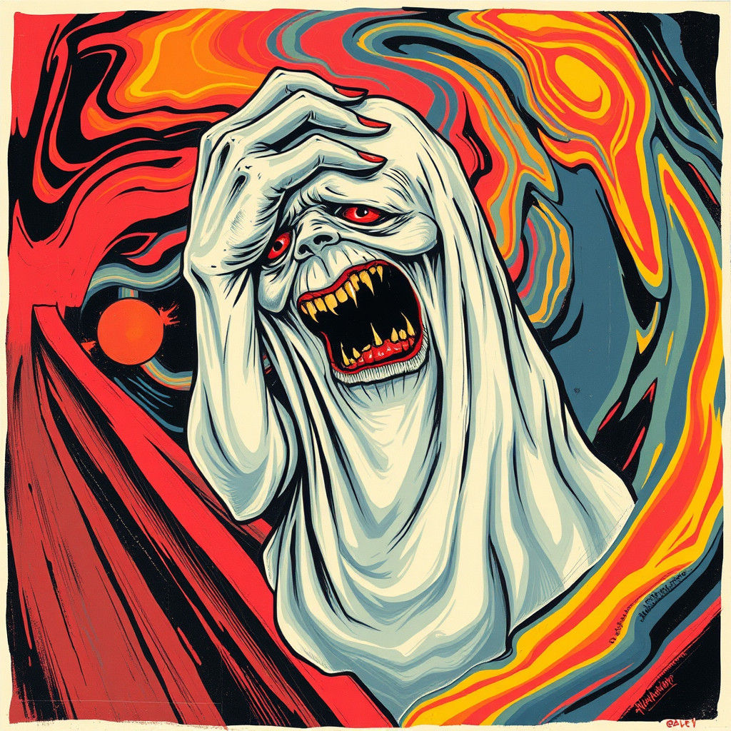 Ghost's Gruesome Hangover: An Expressionist Pop Art Nightmar...