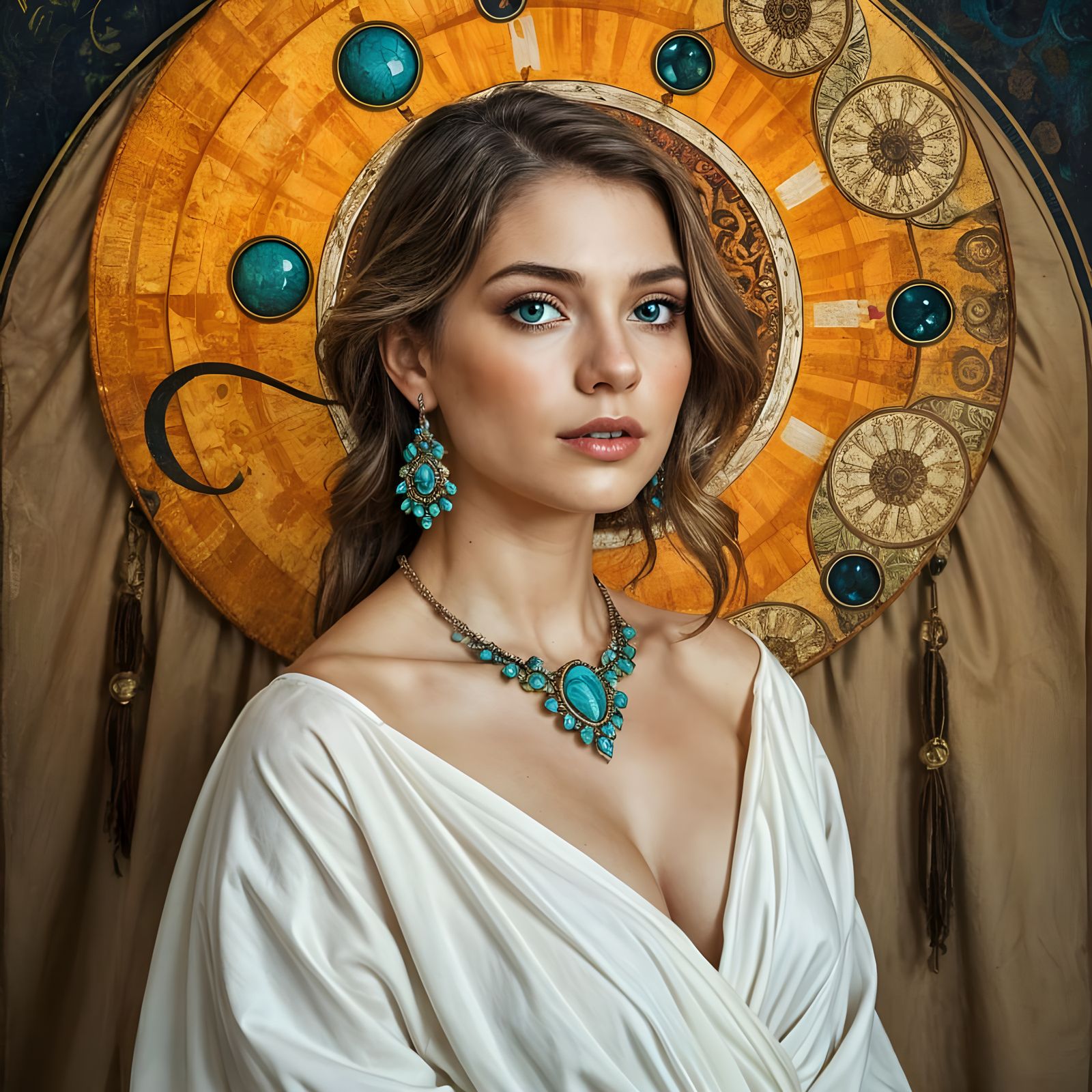 Turquoise Beauty in Art Nouveau Style
