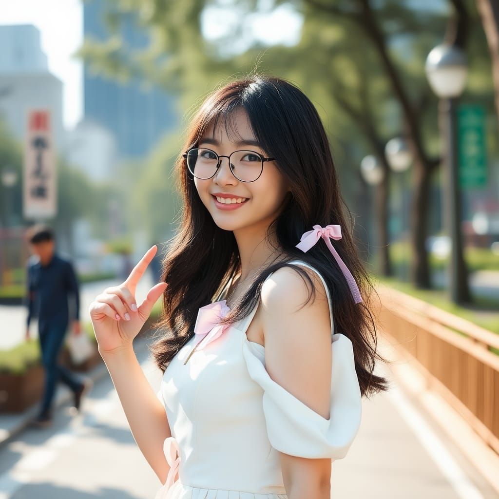 Beautiful Japanese Woman in City Fashion Photoshoot