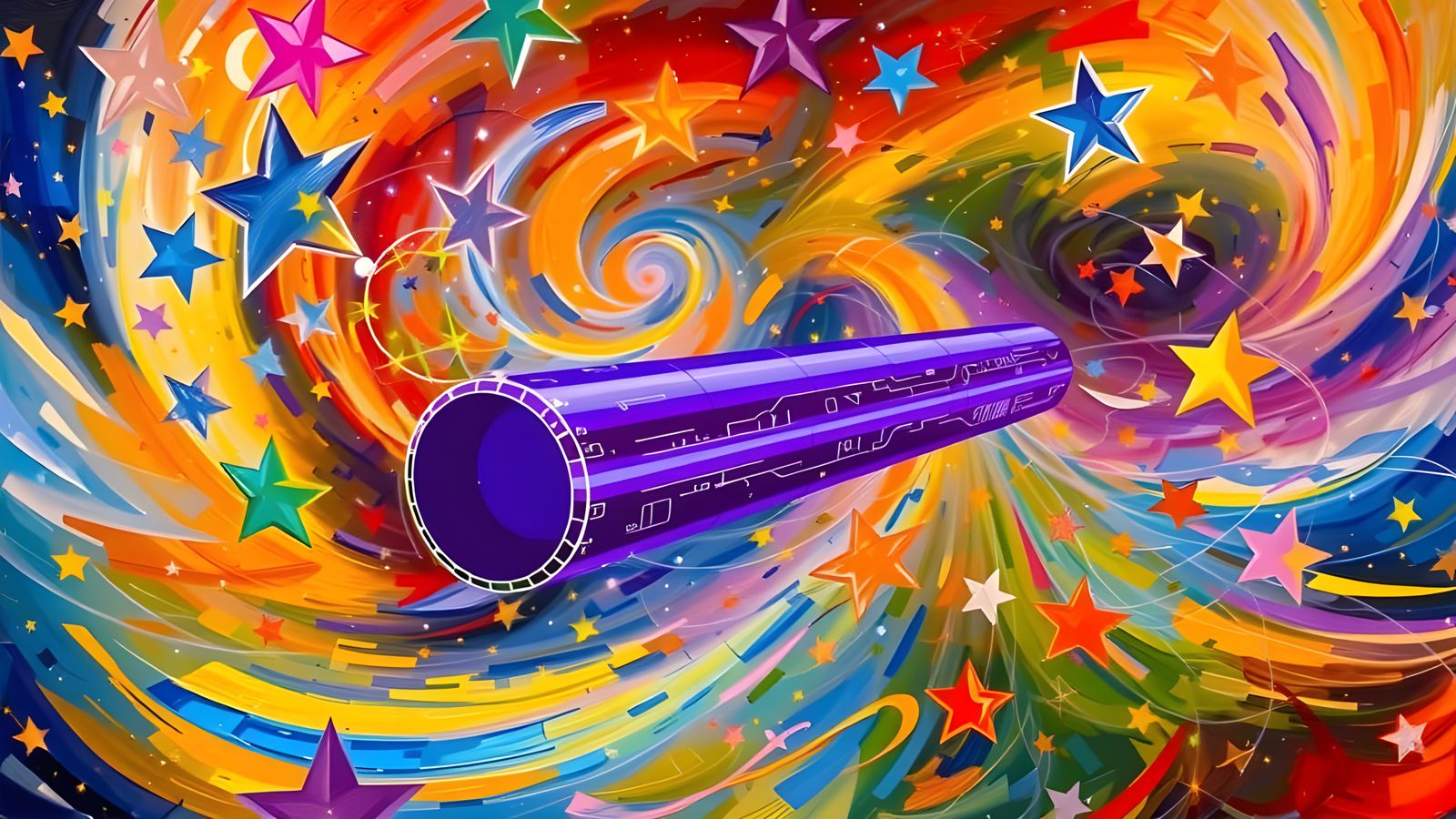 Abstract Cylinder in Surrealist Impasto Cosmos