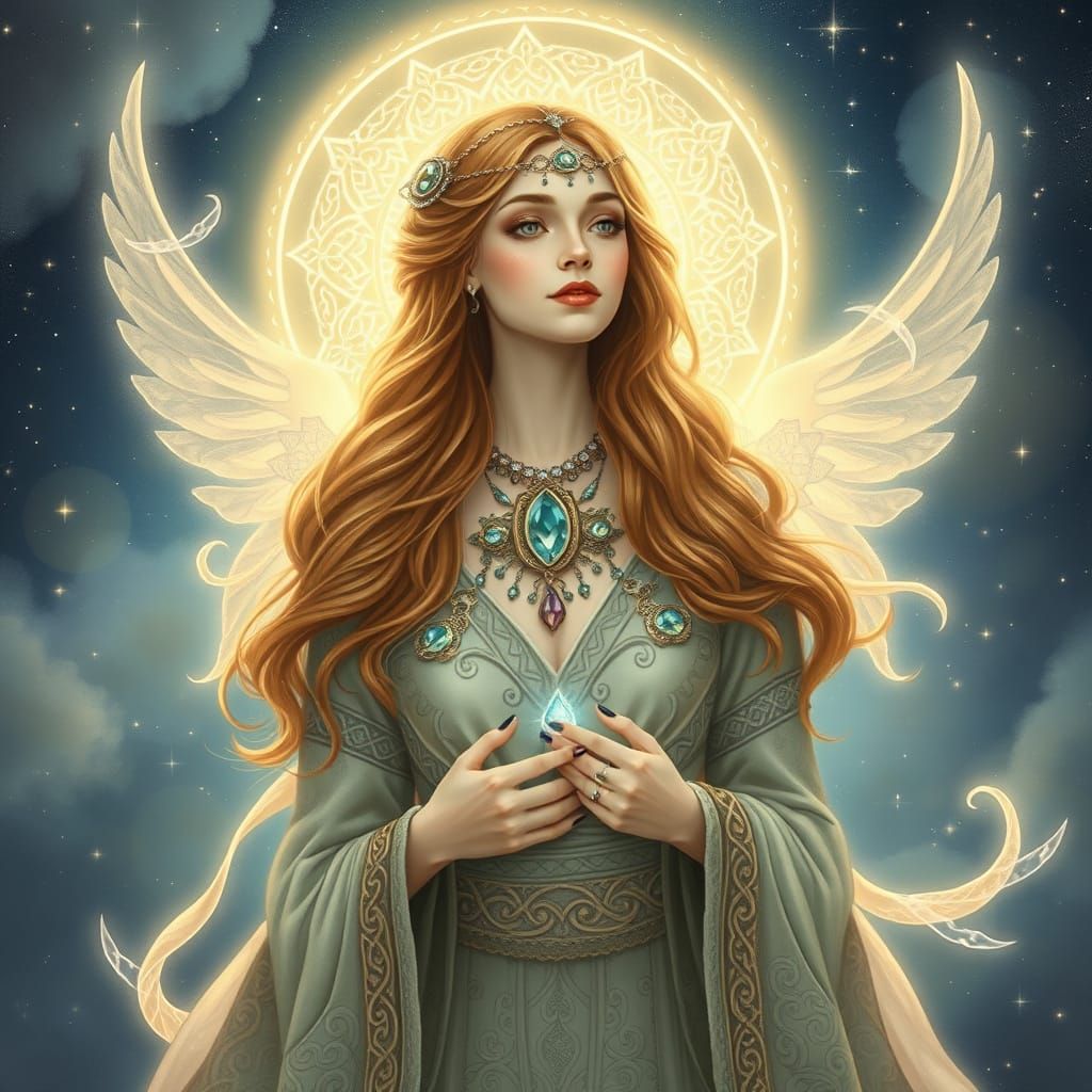 Celestial Goddess in Art Nouveau Style