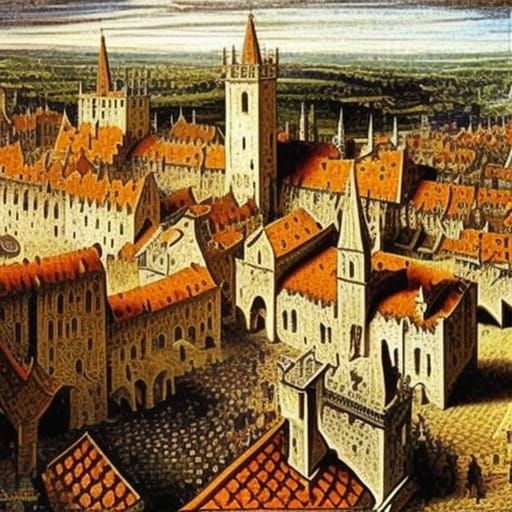 Medieval Market at Sunset: Hyperdetailed Fantasy Landscape