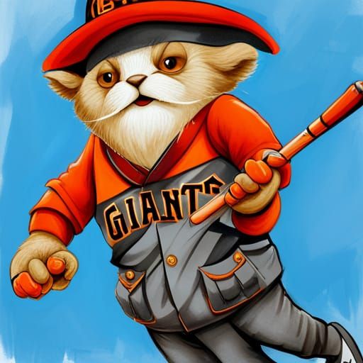 Seal in Giants Uniform: Detailed Pencil Sketch