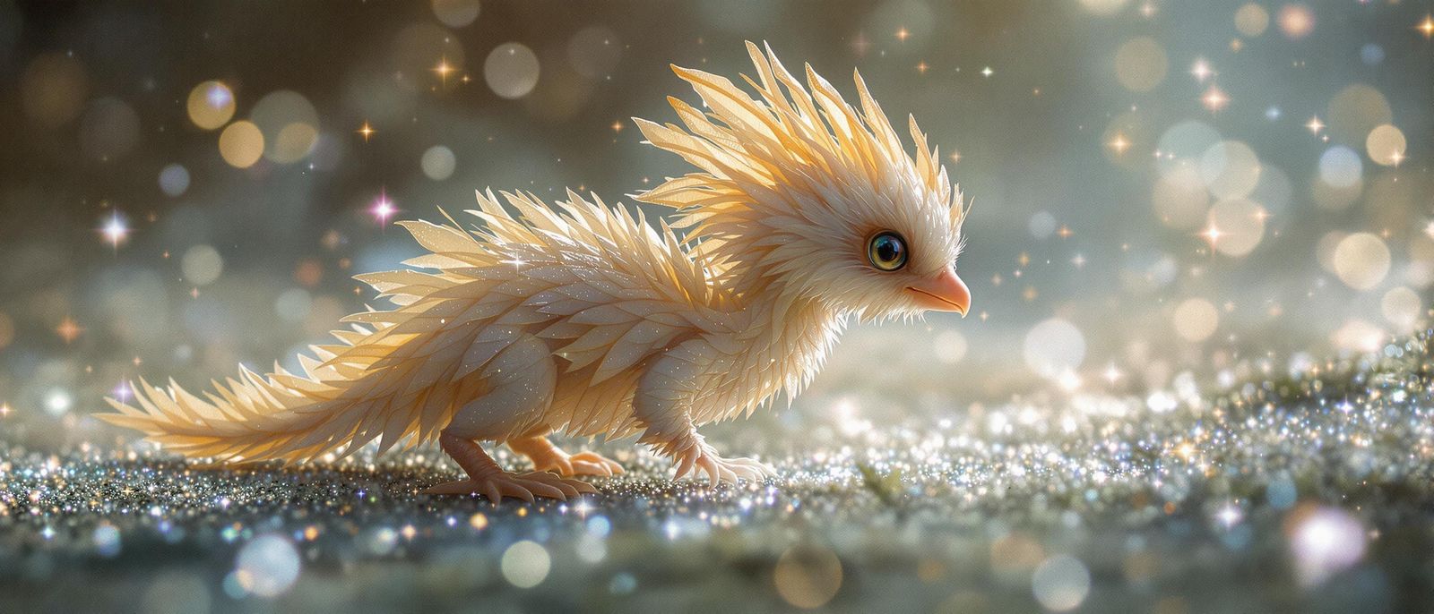 Whimsical Dream Bird Dragon Hatchling Takes First Steps