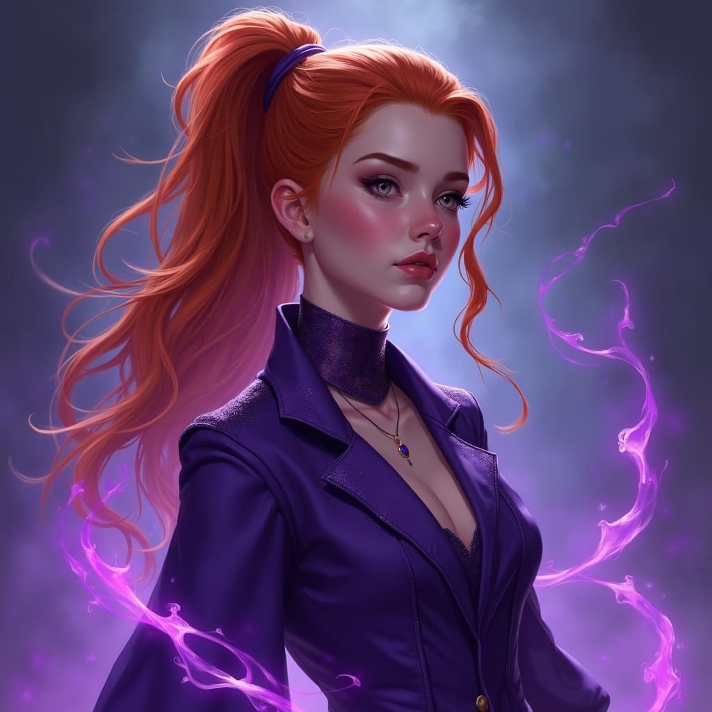The Violet Witch: Ginger Haired Sorceress in Purple