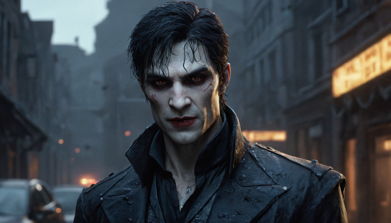 Dark Fantasy Vampire Portrait in Modern Style