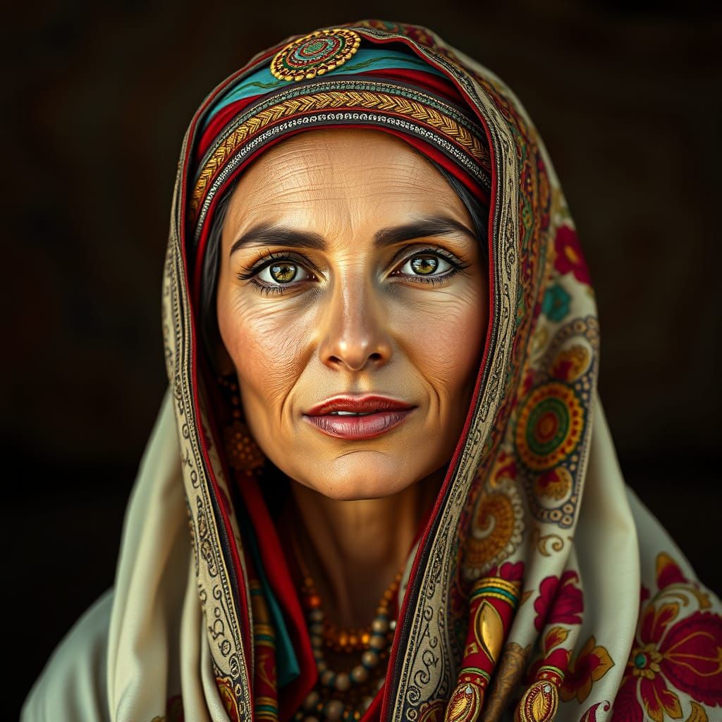Omani Woman in Traditional Attire: Digital Portrait