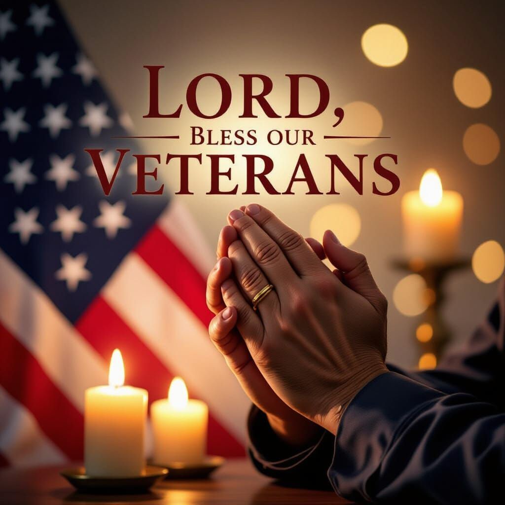 Faithful Hands Praying for Veterans Under Flag