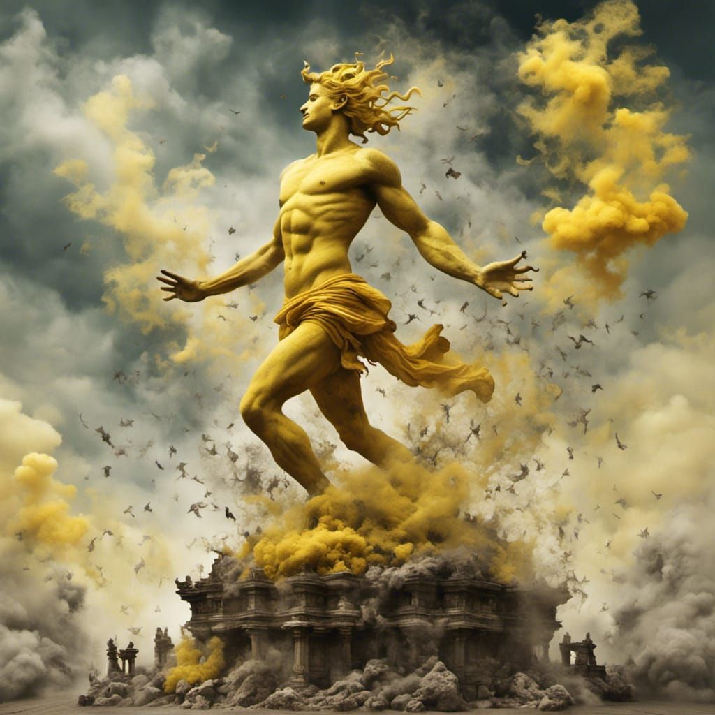 Yellow Apollo in the Sky with Smokey Effect