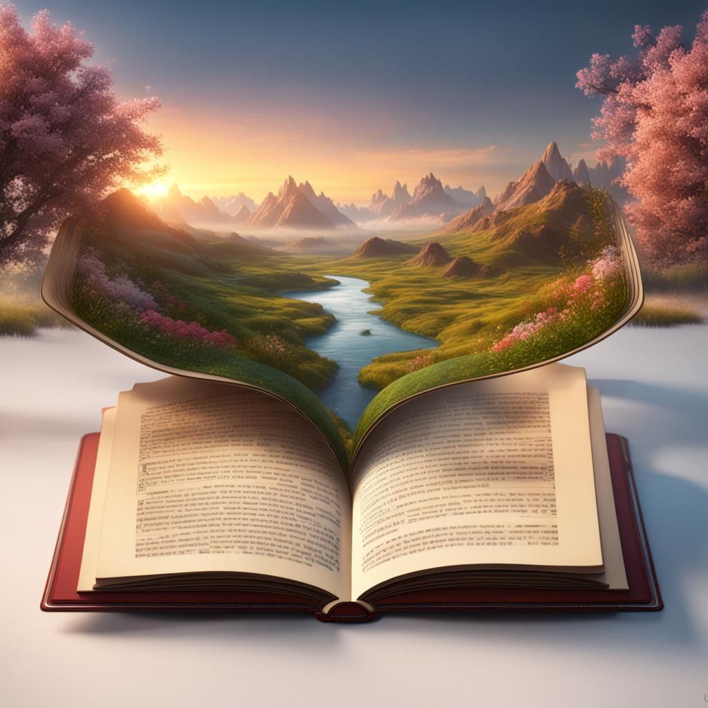 Sunrise Landscape Book in Detailed Digital Art