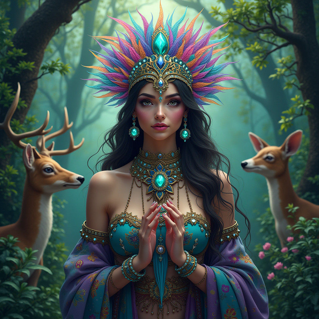 Mystical Shaman in Jungle Dreamscape, as Matte Painting