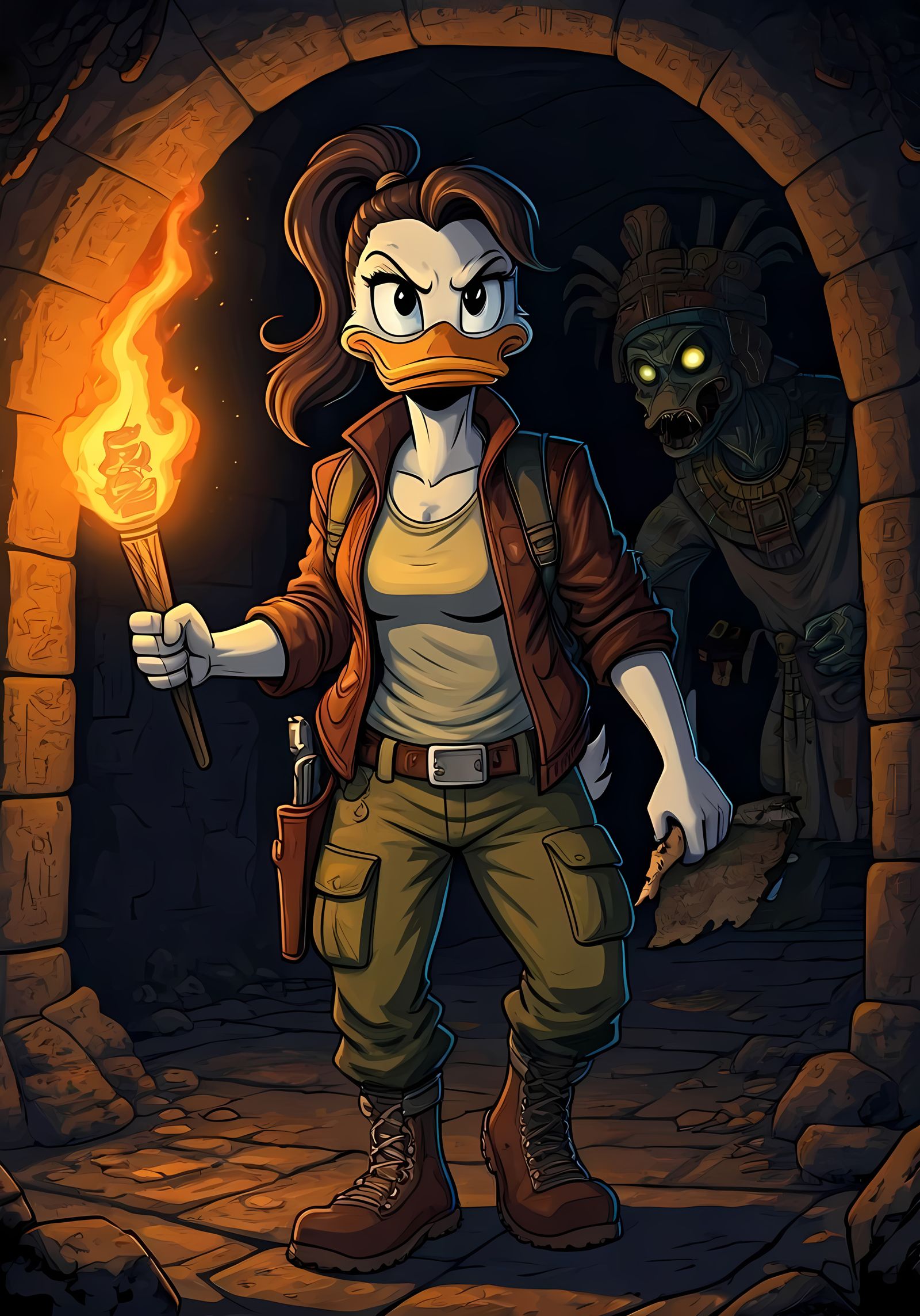 Adventurous Duck Hunter in Mayan Temple