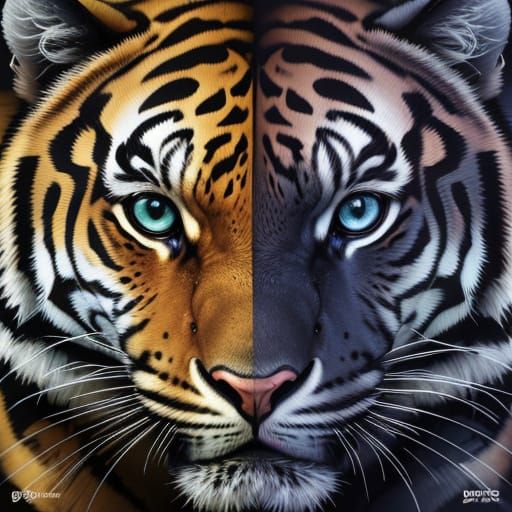 Panthers and Tigers in Elegant Lotus-Inspired Harmony