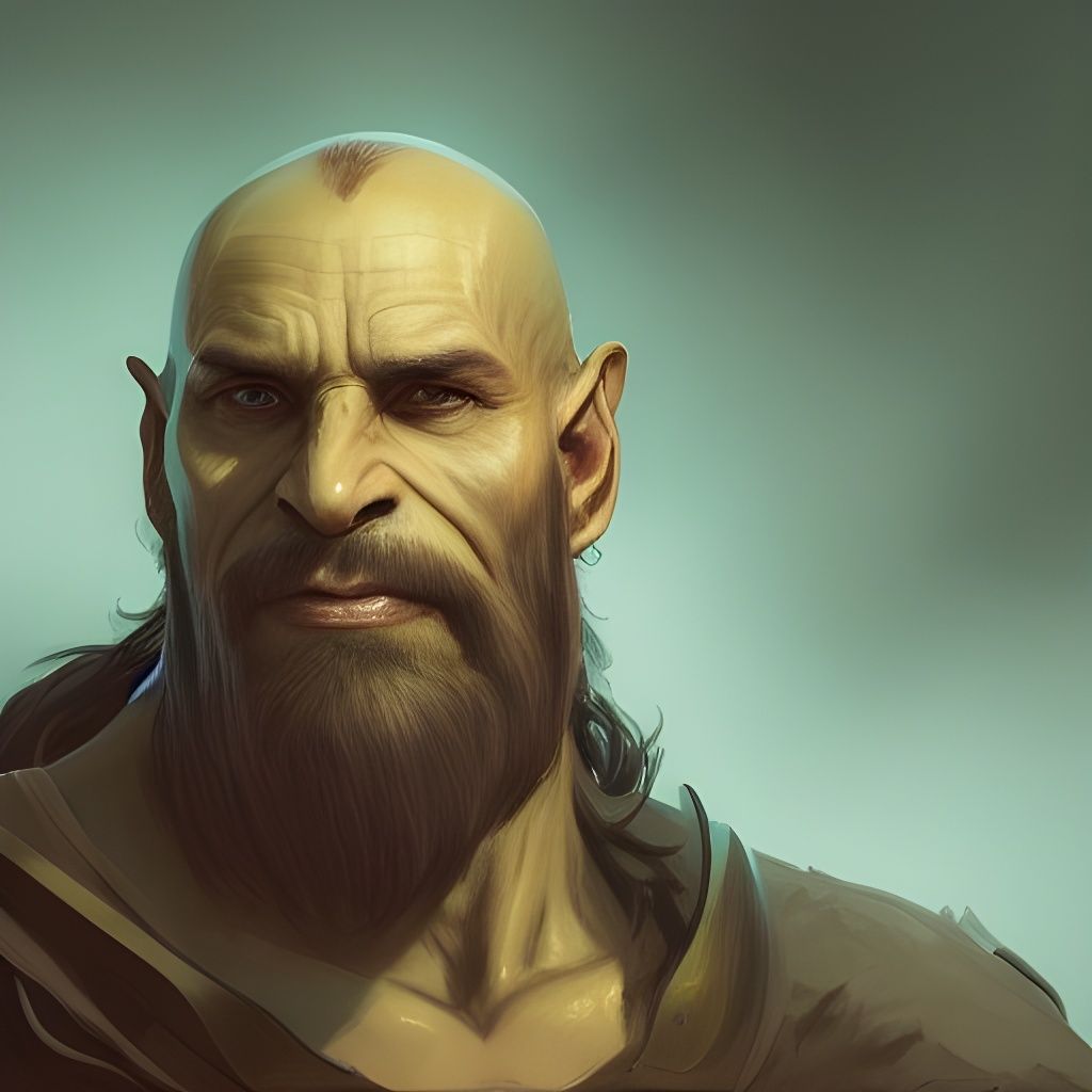 Detailed Orc Monk Portrait in Art Nouveau Style