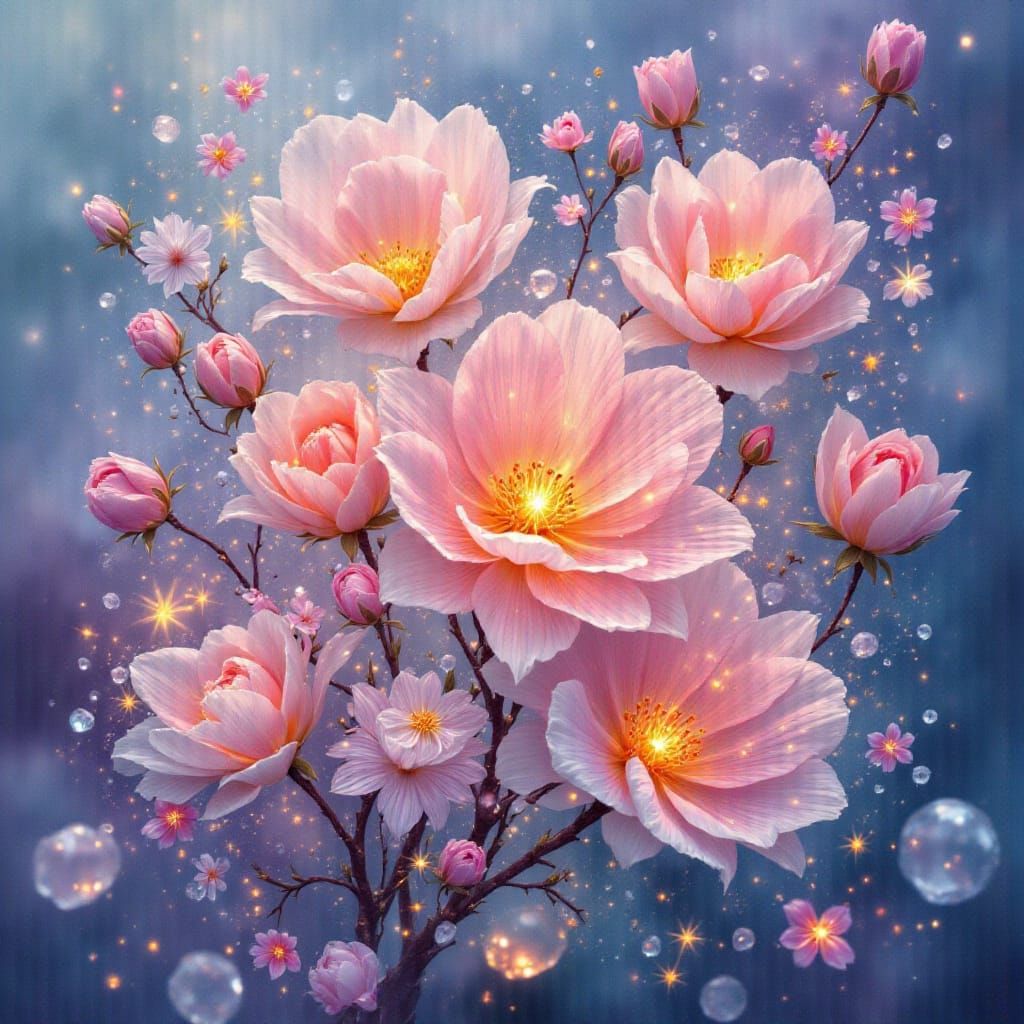 Twilight Floral Watercolor Painting