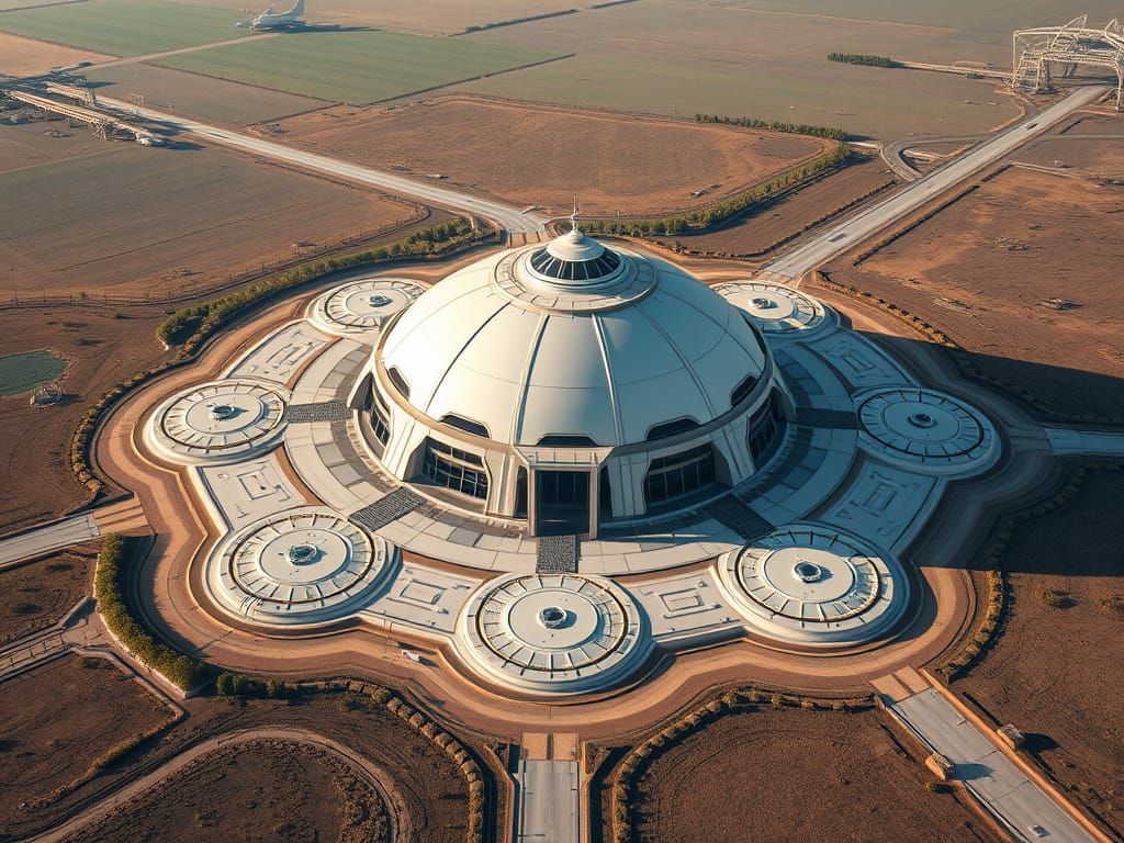 Futuristic Spaceport in Rural Iowa