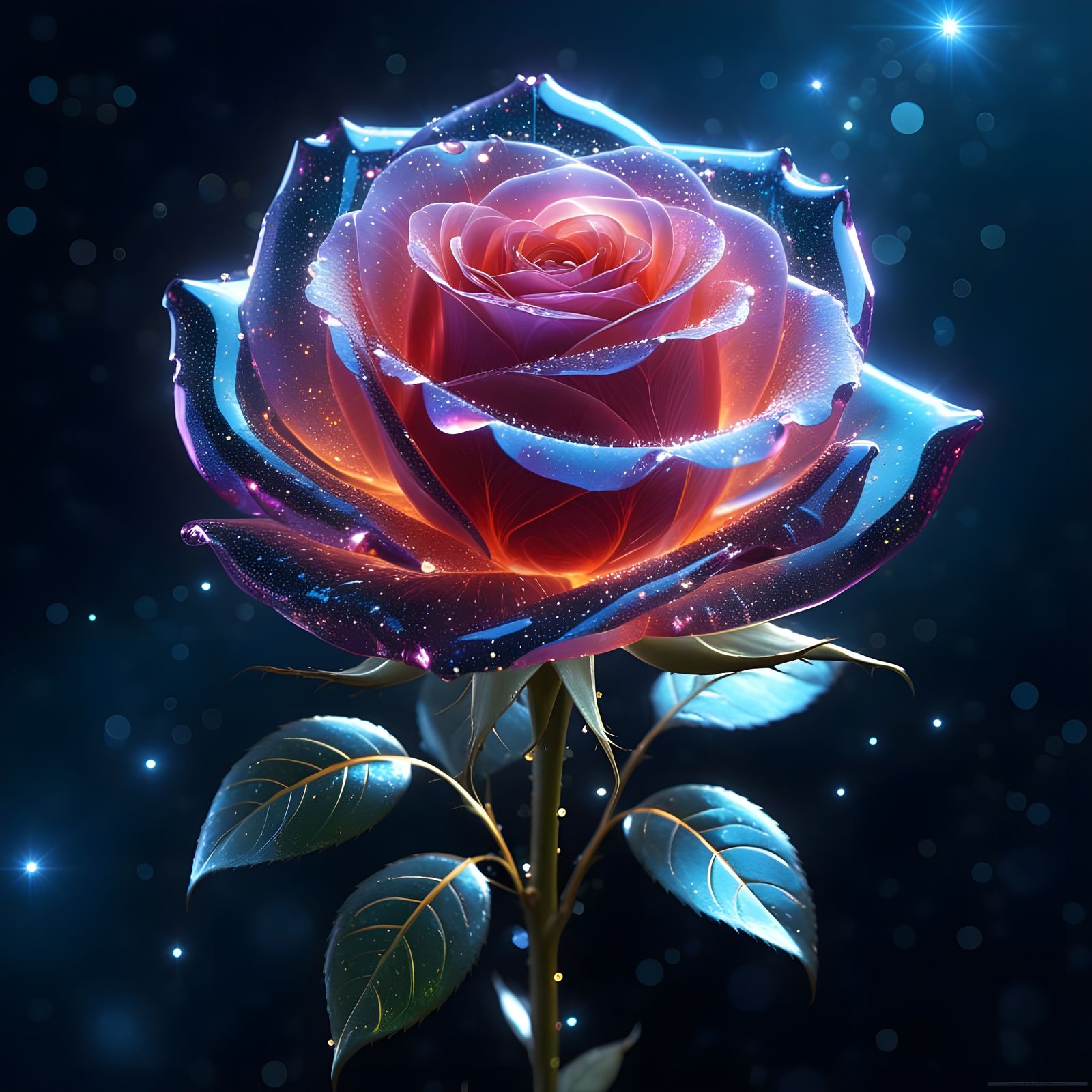 Ethereal Transparent Rose in Detailed Digital Art
