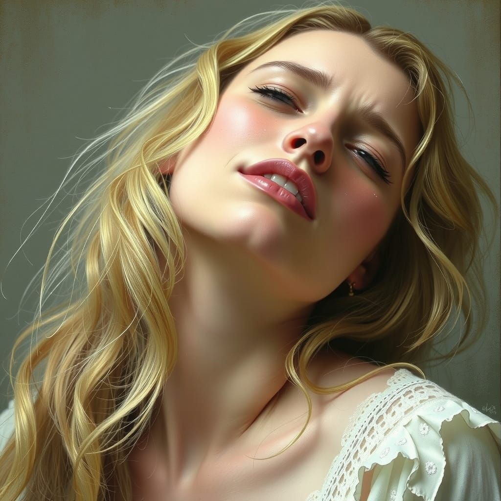 Elegant Woman Expresses Bittersweet Emotion in a Soft Portra...