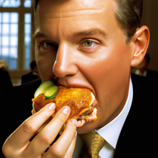 Prime Minister Eats Hamburger: Professional Portrait